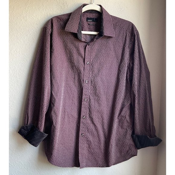 Quieti Mens size Large Button down shirt 100% fine cotton contrast cuff - Picture 1 of 12